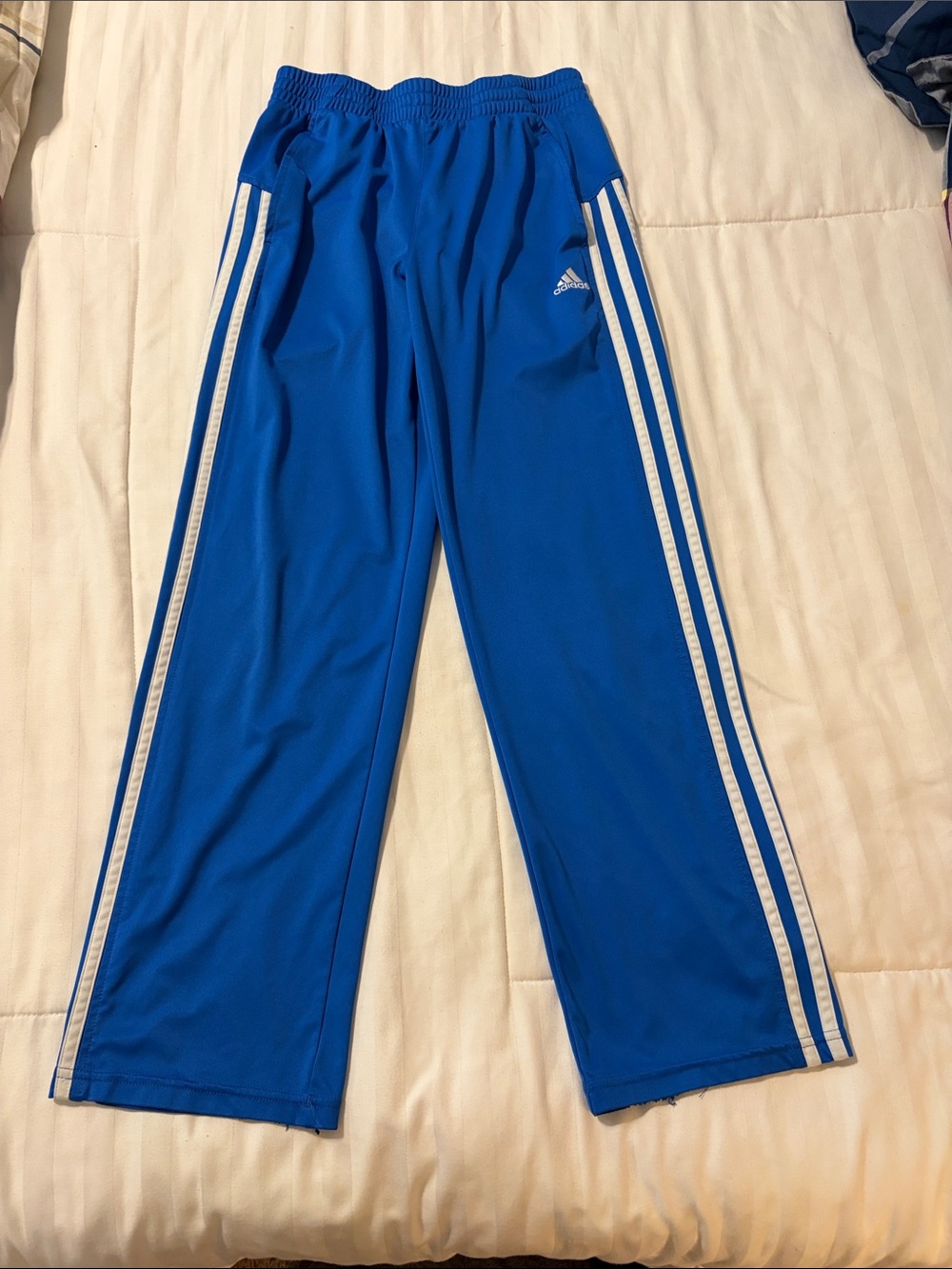 adidas Royal Blue Kids Track Pants with White Three Stripes